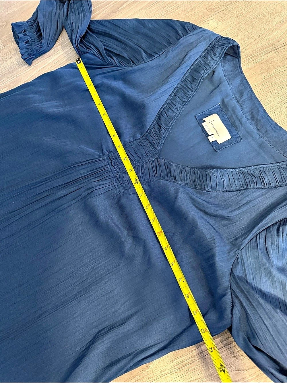 Anthropologie Pleated Mini Dress in Blue Size Large Like New - Picture 3 of 5